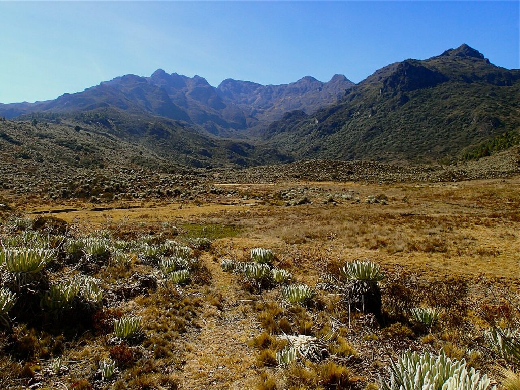Valle de morrena y pico Mucuñuque en la Sierra de Santo Domingo
